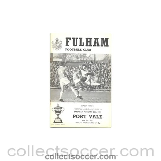 1971 - Fulham v Port Vale official programme 20/02/1971 - Collect Soccer