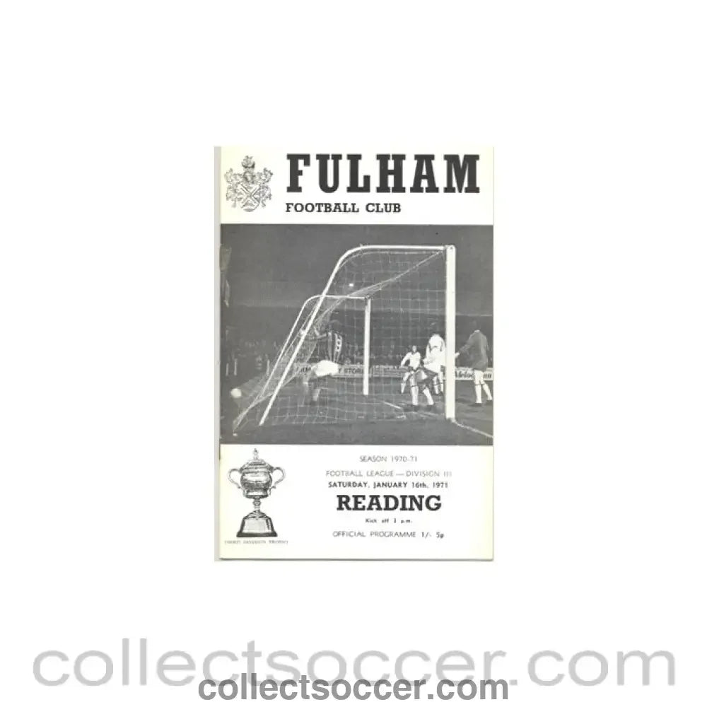 1971 - Fulham v Reading official programme 16/01/1971 - Collect Soccer
