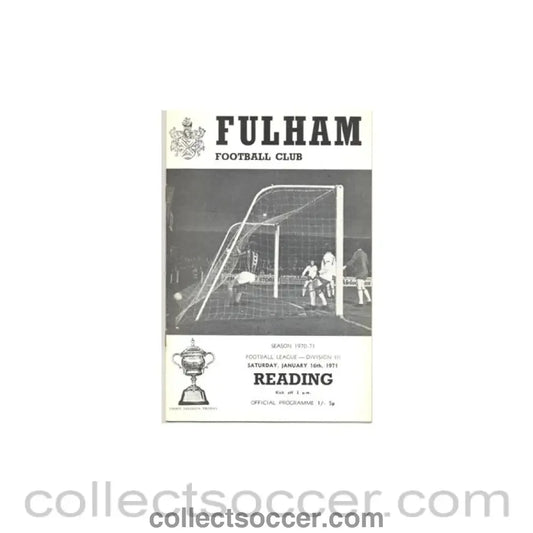 1971 - Fulham v Reading official programme 16/01/1971 - Collect Soccer