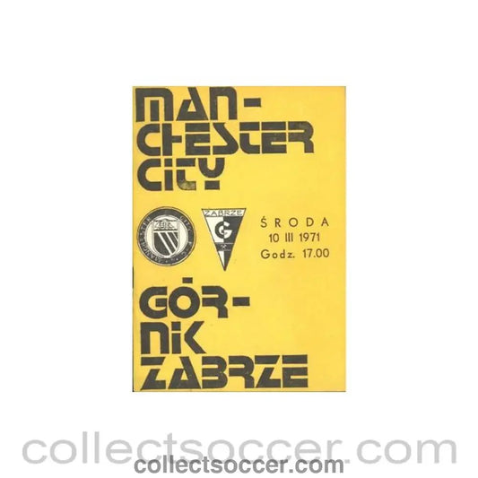 1971 - Gornik Zabrze v Manchester City official programme 10/03/1971 European Cup - Collect Soccer
