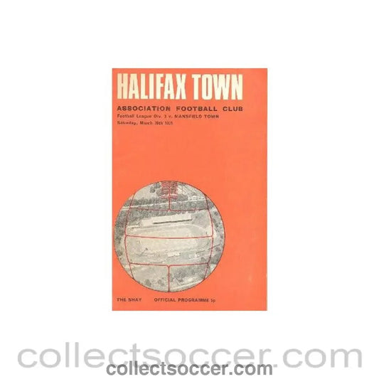 1971 - Halifax Town v Mansfield Town official programme 20/03/1971 Football League - Collect Soccer