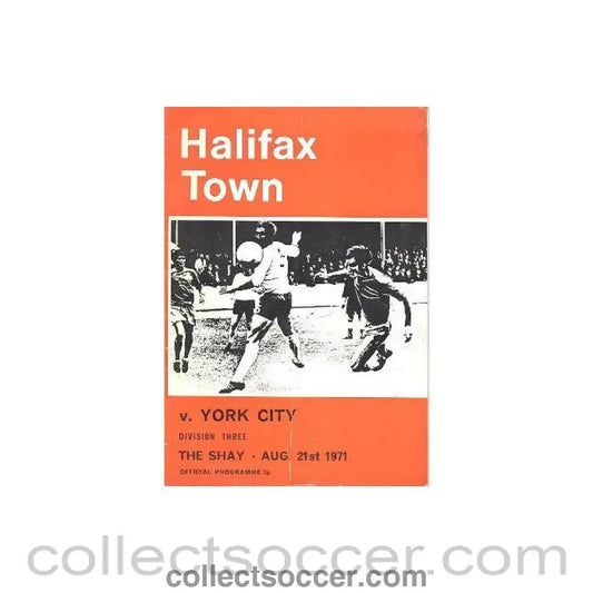 1971 - Halifax Town v York City official programme 21/08/1971 Football League - Collect Soccer