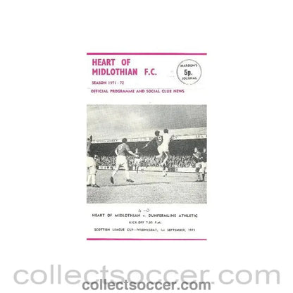 1971 - Heart of Midlothian v Dunfermline Athletic official programme 01/09/1971 - Collect Soccer