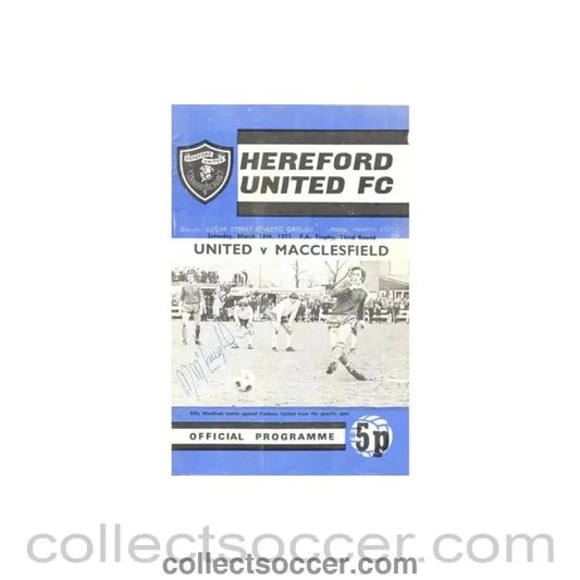 1971 - Hereford United v Macclesfield official programme 13/03/1971 F.A. Trophy - Collect Soccer