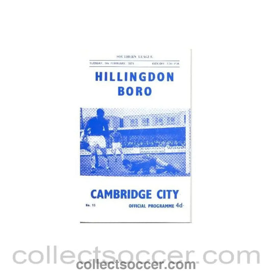 1971 - Hillingdon Borough v Cambridge City official programme 09/02/1971 - Collect Soccer