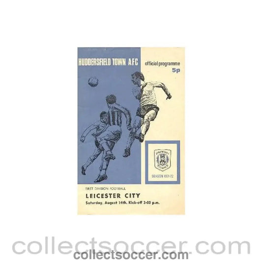 1971 - Huddersfield Town v Leicester City official programme 14/08/1971 Football League - Collect Soccer