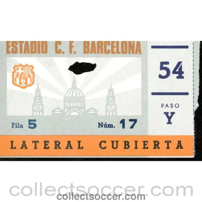 1971 Inter - Cities Fairs Cup Trophy Play - Off Official Programme and Ticket Barcelona v Leeds United - Collect Soccer