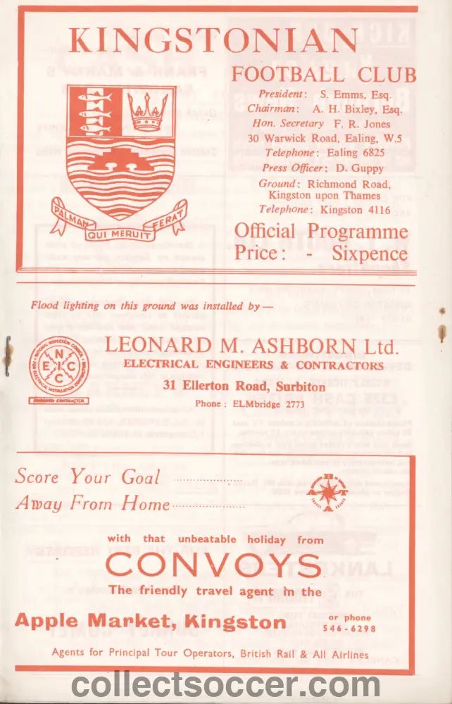 1971 Kingstonian v Chelsea Friendly Game official programme 30/03/1971 - Collect Soccer