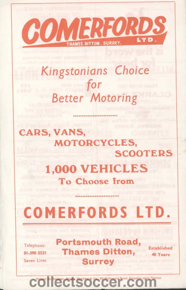 1971 Kingstonian v Chelsea XI Friendly official programme writing to front cover Price Reduced 30/03/1971 - Collect Soccer