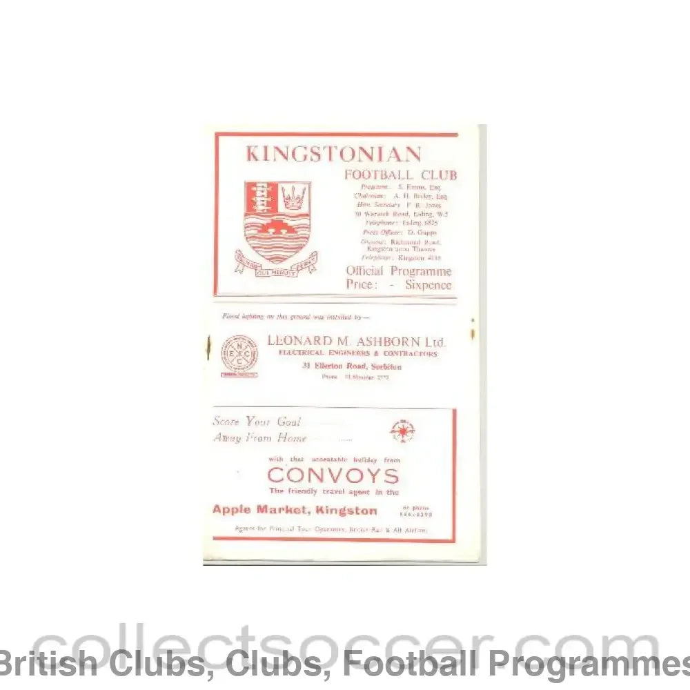 1971 - Kingstonian vChelsea official programme 30/03/1971