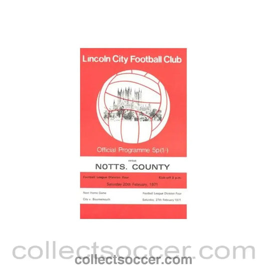 1971 - Lincoln City v Notts County official programme 20/02/1971 Football League - Collect Soccer