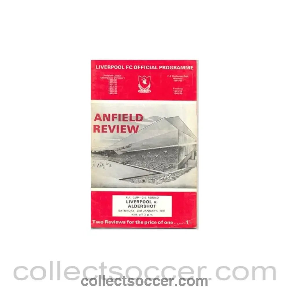 1971 - Liverpool v Aldershot official programme 02/01/1971 - Collect Soccer