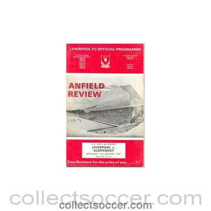 1971 - Liverpool v Aldershot official programme 02/01/1971 - Collect Soccer