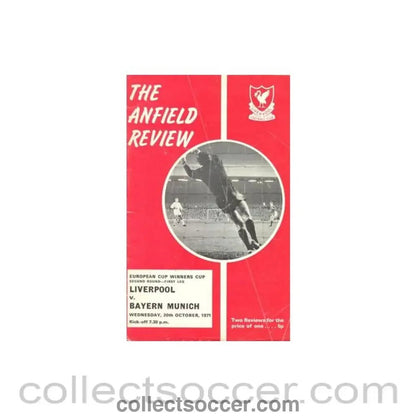 1971 - Liverpool v Bayern Munich official programme 20/10/1971 European Cup Winners Cup - Collect Soccer