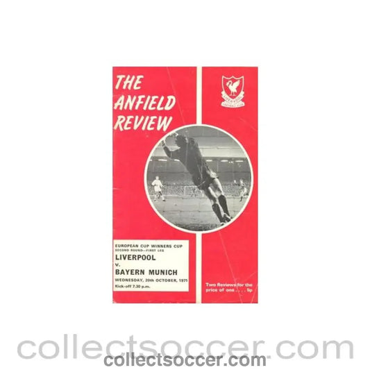 1971 - Liverpool v Bayern Munich official programme 20/10/1971 European Cup Winners Cup - Collect Soccer