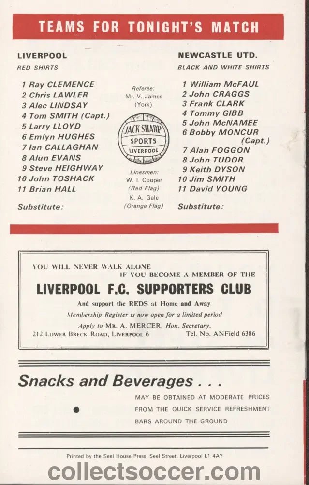 1971 Liverpool V Newcastle United Official Programme 6/4/1971 - Collect Soccer