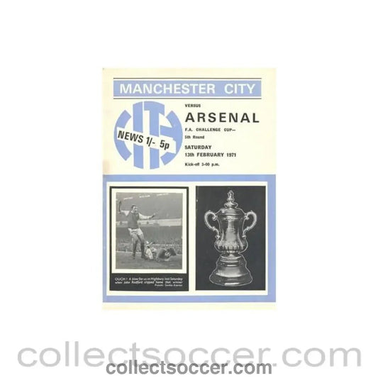1971 - Manchester City v Arsenal official programme 13/02/1971 F.A. Cup - Collect Soccer