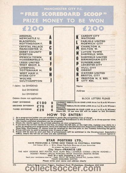 1971 Manchester City v Chelsea official programme 17/04/1971 - Collect Soccer
