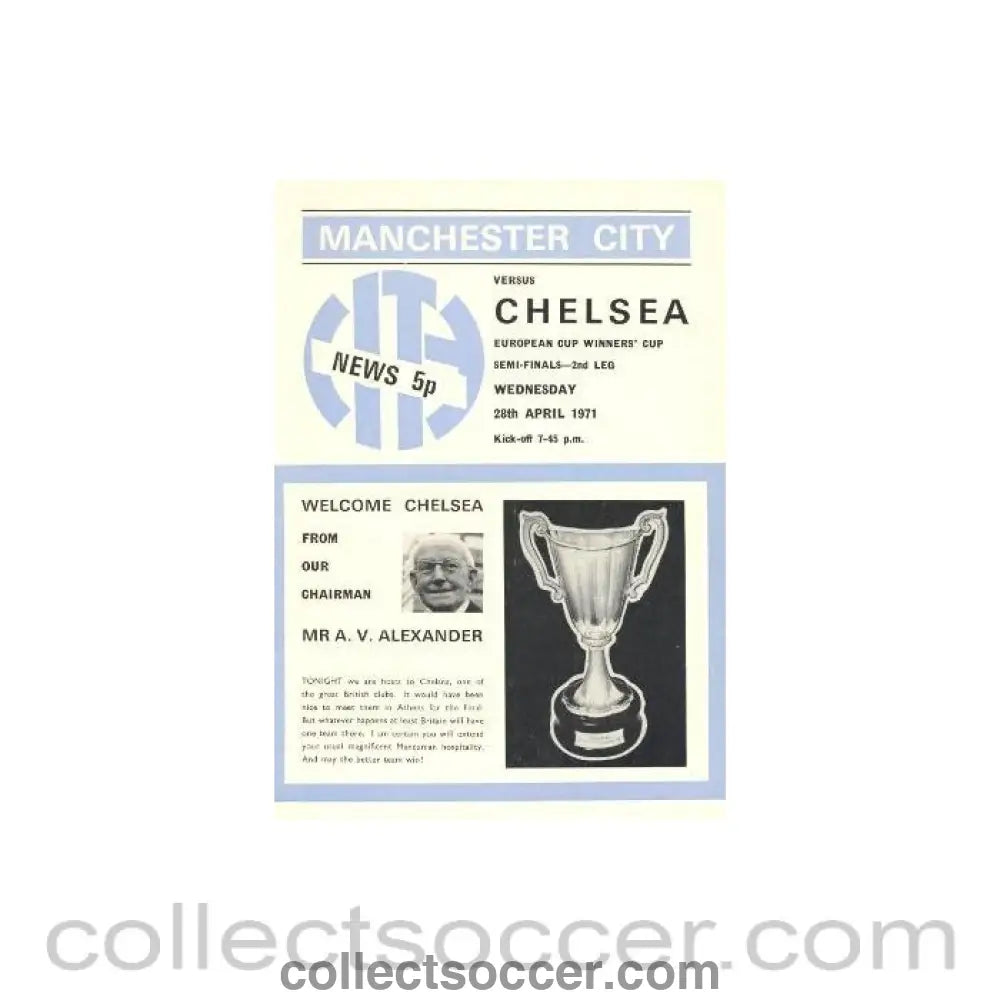 1971 - Manchester City vChelsea official programme 28/04/1971