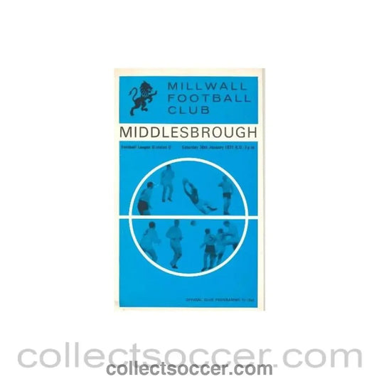 1971 - Millwall v Middlebrough official programme 30/01/1971 Football League - Collect Soccer