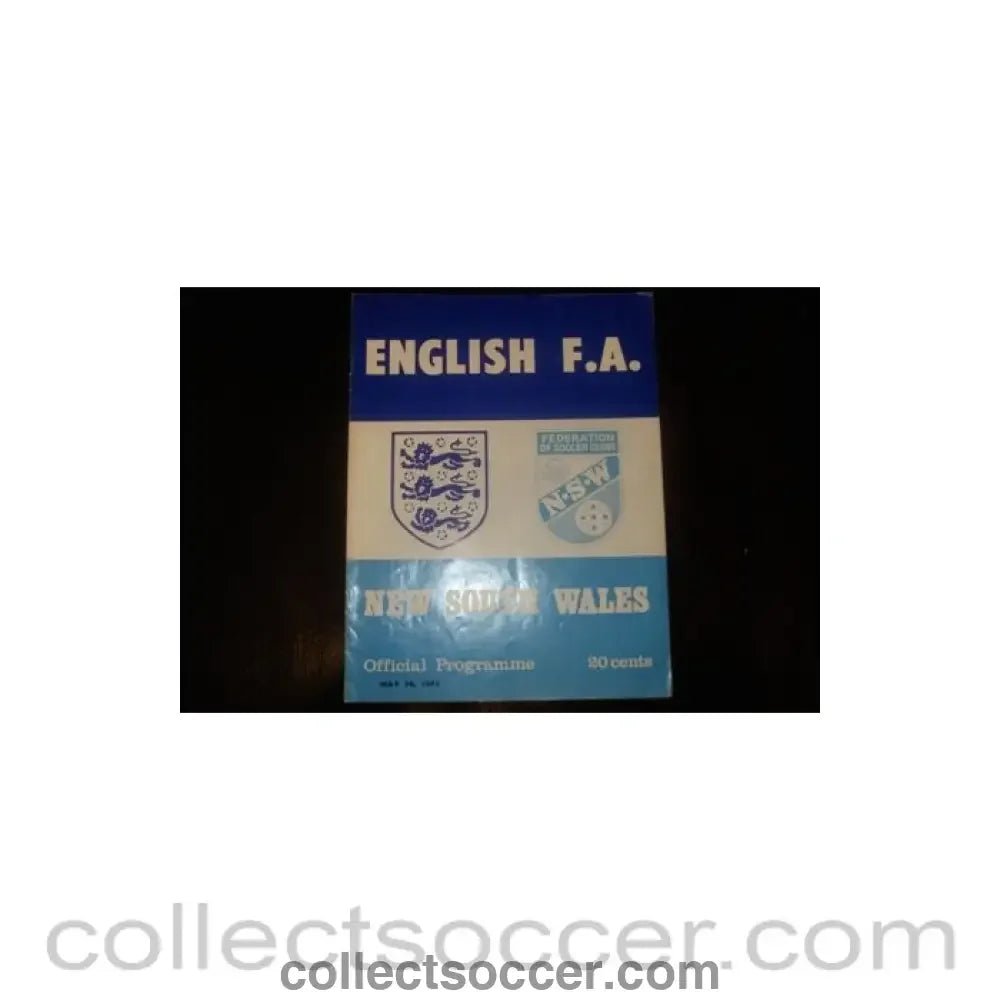 1971 New South Wales, Australia v English F.A. official programme 30/05/1971 - Collect Soccer