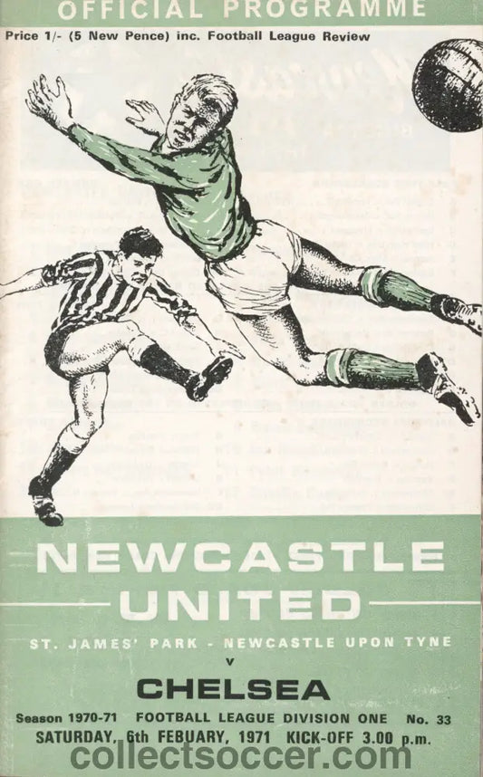 1971 Newcastle United v Chelsea official programme 06/02/1971