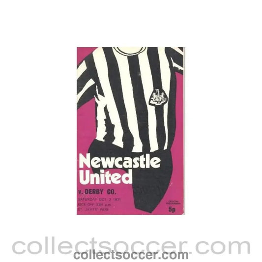 1971 - Newcastle United v Derby County official programme 02/10/1971 Football League - Collect Soccer