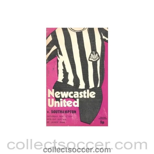 1971 - Newcastle United v Southampton official programme 06/11/1971 Football League - Collect Soccer