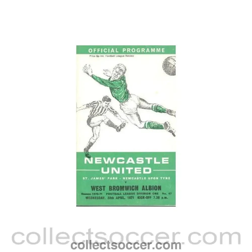1971 - Newcastle United v West Bromwich Albion official programme 28/04/1971 Football League - Collect Soccer