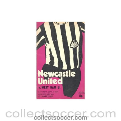 1971 - Newcastle United v West Ham United official programme 04/09/1971 Football League - Collect Soccer
