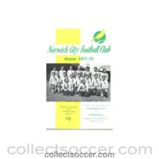 1971 - Norwich City vChelsea official programme 17/11/1971