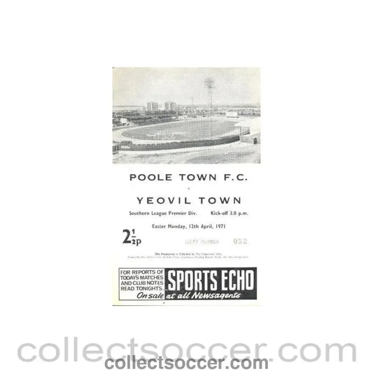 1971 - Poole Town v Yeovil Town official programme 12/04/1971 - Collect Soccer