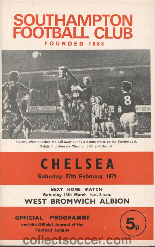 1971 Southampton v Chelsea official programme 27/02/1971