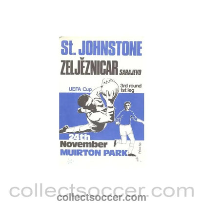1971 - St. Johnstone v Zeljeznicar official programme 24/11/1971, with its ticket, Very Rare! - Collect Soccer