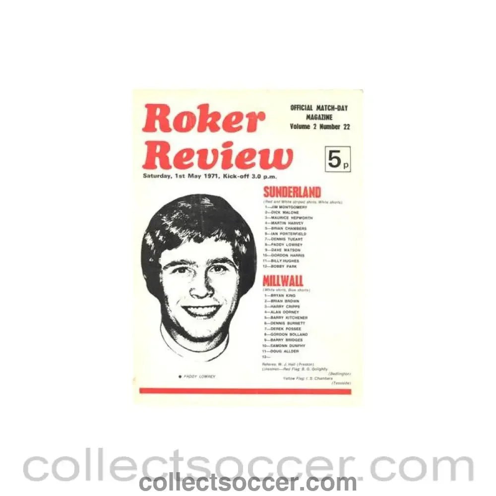 1971 - Sunderland v Millwall official programme 01/05/1971 Football League - Collect Soccer