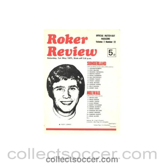 1971 - Sunderland v Millwall official programme 01/05/1971 Football League - Collect Soccer