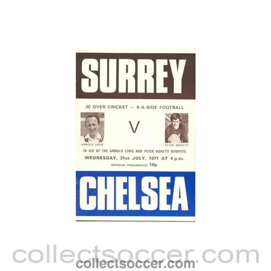 1971 - Surrey vChelsea official programme 21/07/1971