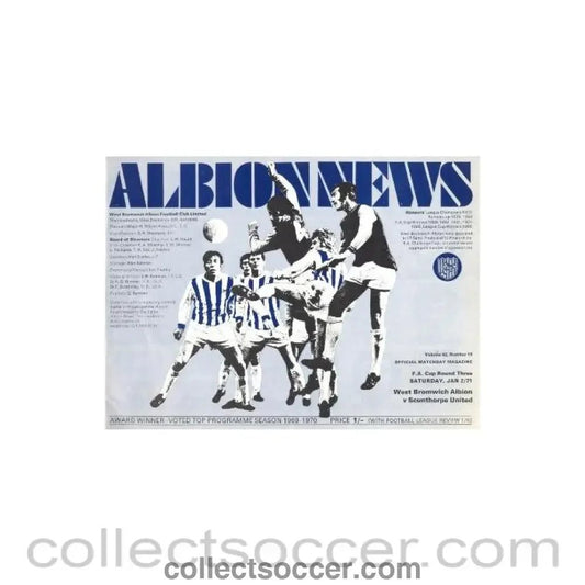 1971 - West Bromwich Albion v Scunthorp United official programme 02/01/1971 F.A. Cup - Collect Soccer