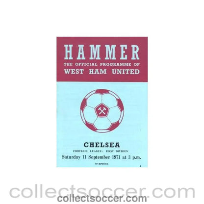 1971 - West Ham United vChelsea official programme 11/09/1971 - Collect Soccer