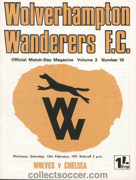 1971 Wolverhampton Wanderers v Chelsea official programme 13/02/1971