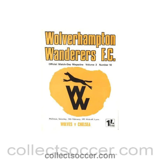 1971 - Wolverhampton Wanderers vChelsea official programme 13/02/1971