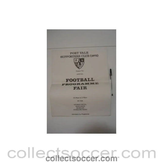 1972 - Annual Football Programme Fair at Port Vale 1972 poster - Collect Soccer