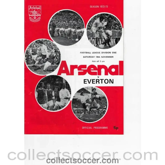 1972 - Arsenal v Everton 18/11/1972 Official Programme - Collect Soccer