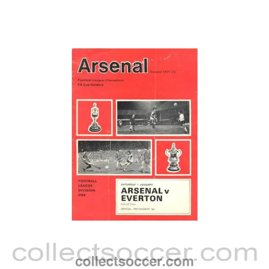1972 - Arsenal v Everton official programme 01/01/1972