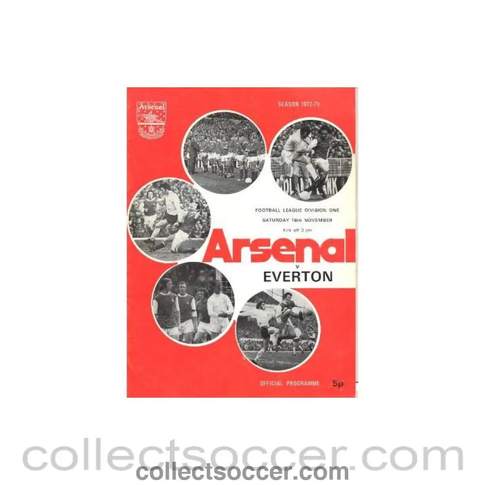 1972 - Arsenal v Everton official programme 18/11/1972 - Collect Soccer