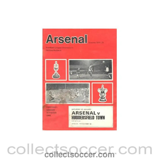 1972 - Arsenal v Huddersfield official programme 22/01/1972 Football League