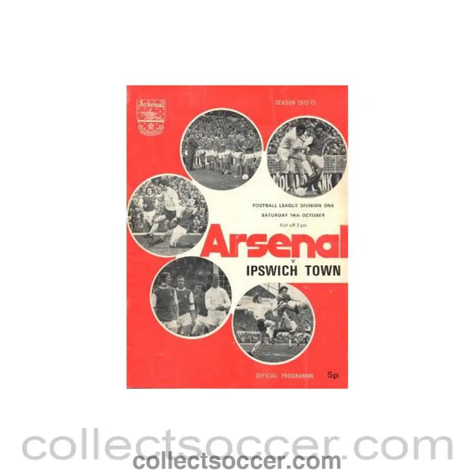1972 - Arsenal v Ipswich Town official programme 14/10/1972