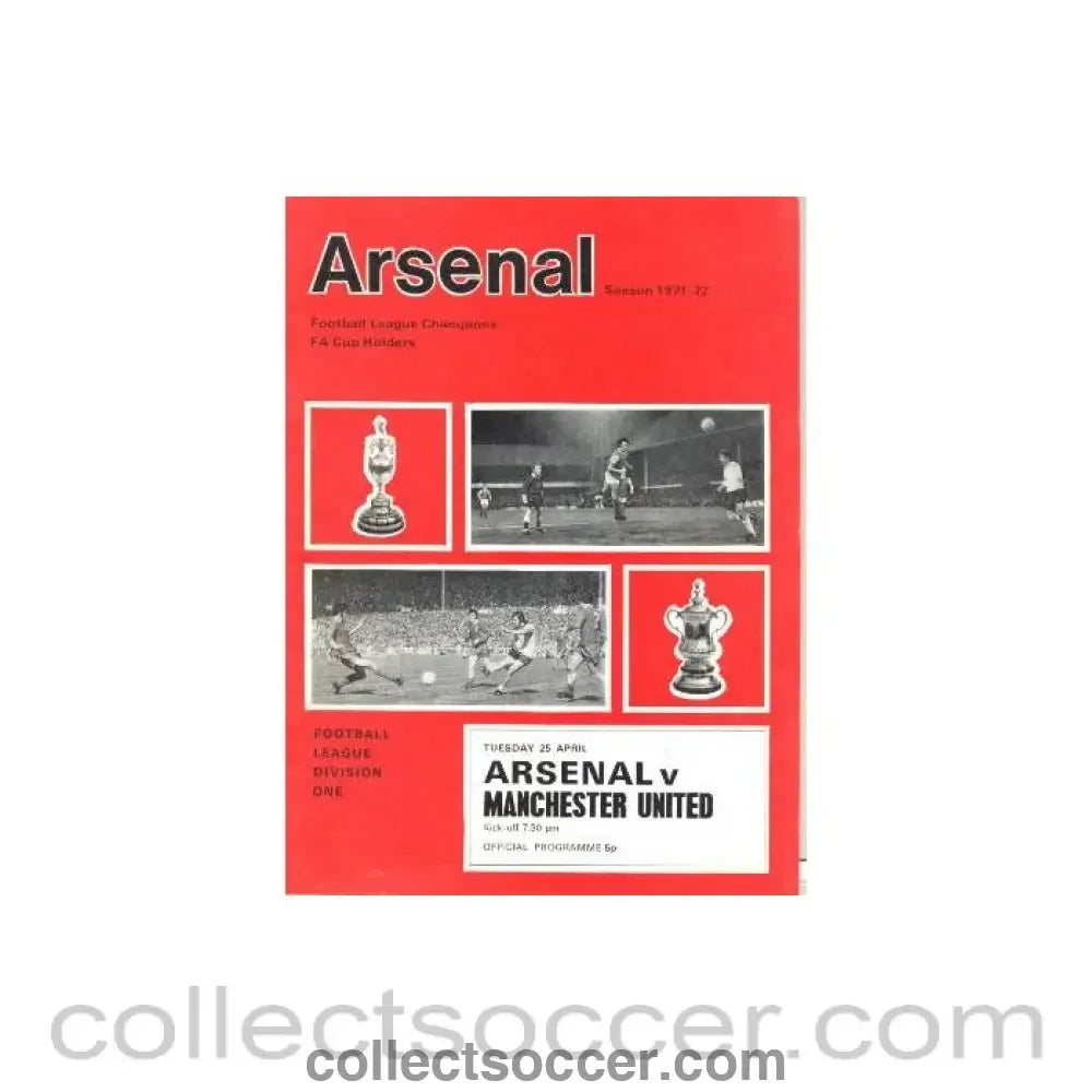 1972 - Arsenal v Manchester United official programme 25/04/1972