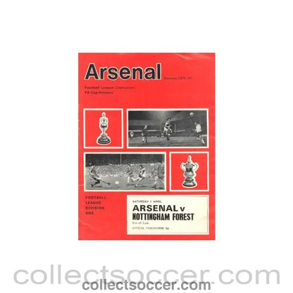 1972 - Arsenal v Nottingham Forest official programme 01/04/1972 Football League