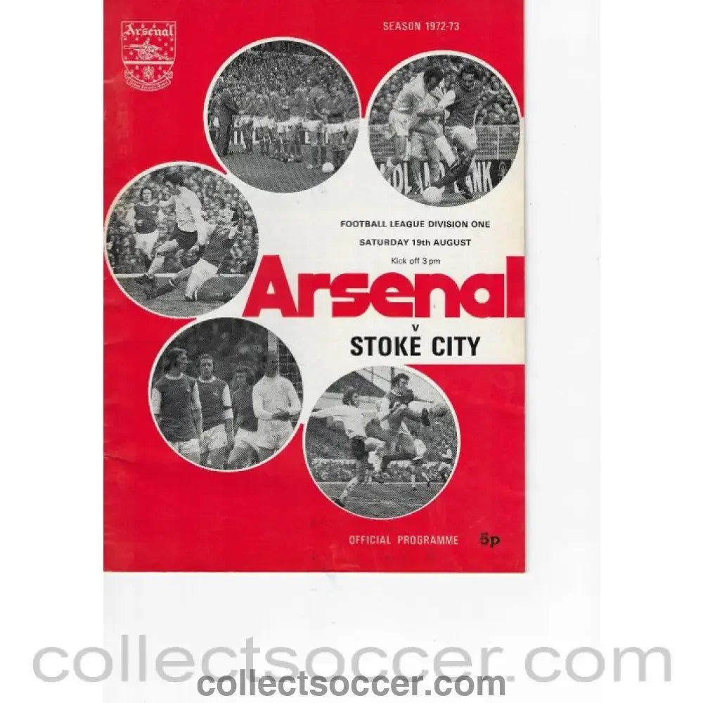 1972 - Arsenal v Stoke City 19/8/1972 Official Programme - Collect Soccer